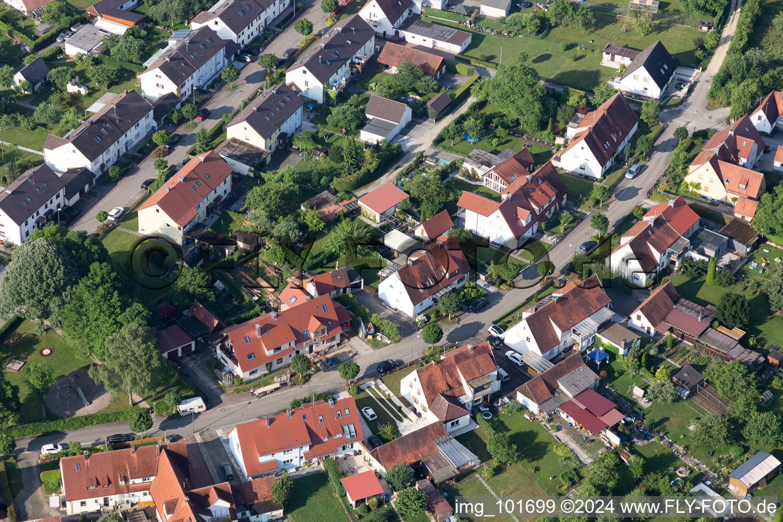 Aerial photograpy of Ramberg settlement in the district Riedlingen in Donauwörth in the state Bavaria, Germany