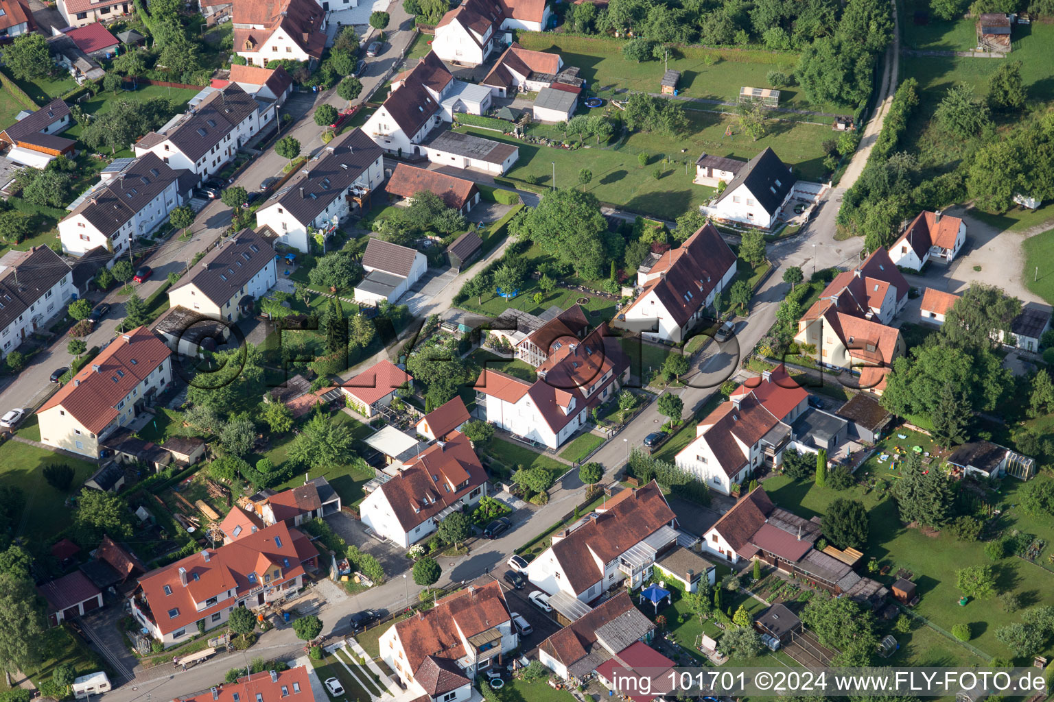 Oblique view of Ramberg settlement in the district Riedlingen in Donauwörth in the state Bavaria, Germany