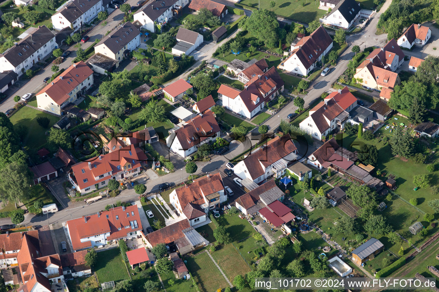 Ramberg settlement in the district Riedlingen in Donauwörth in the state Bavaria, Germany from above