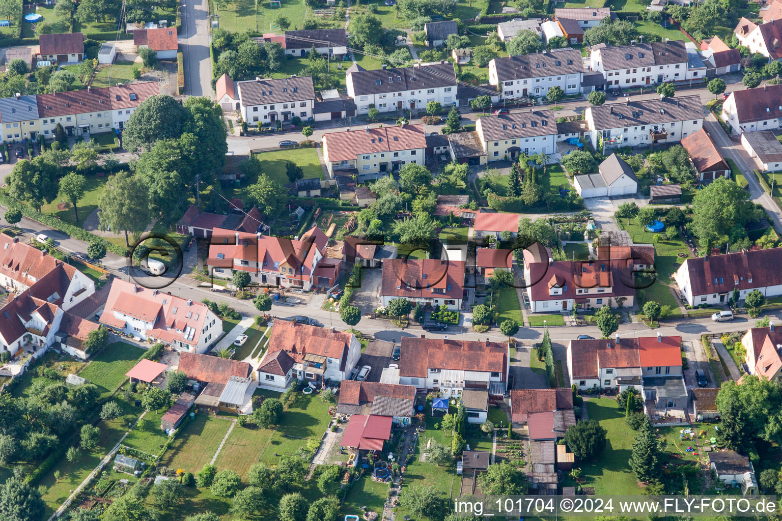 Drone image of Ramberg settlement in the district Riedlingen in Donauwörth in the state Bavaria, Germany