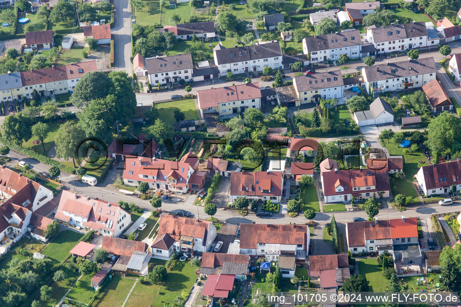 Ramberg settlement in the district Riedlingen in Donauwörth in the state Bavaria, Germany from the drone perspective