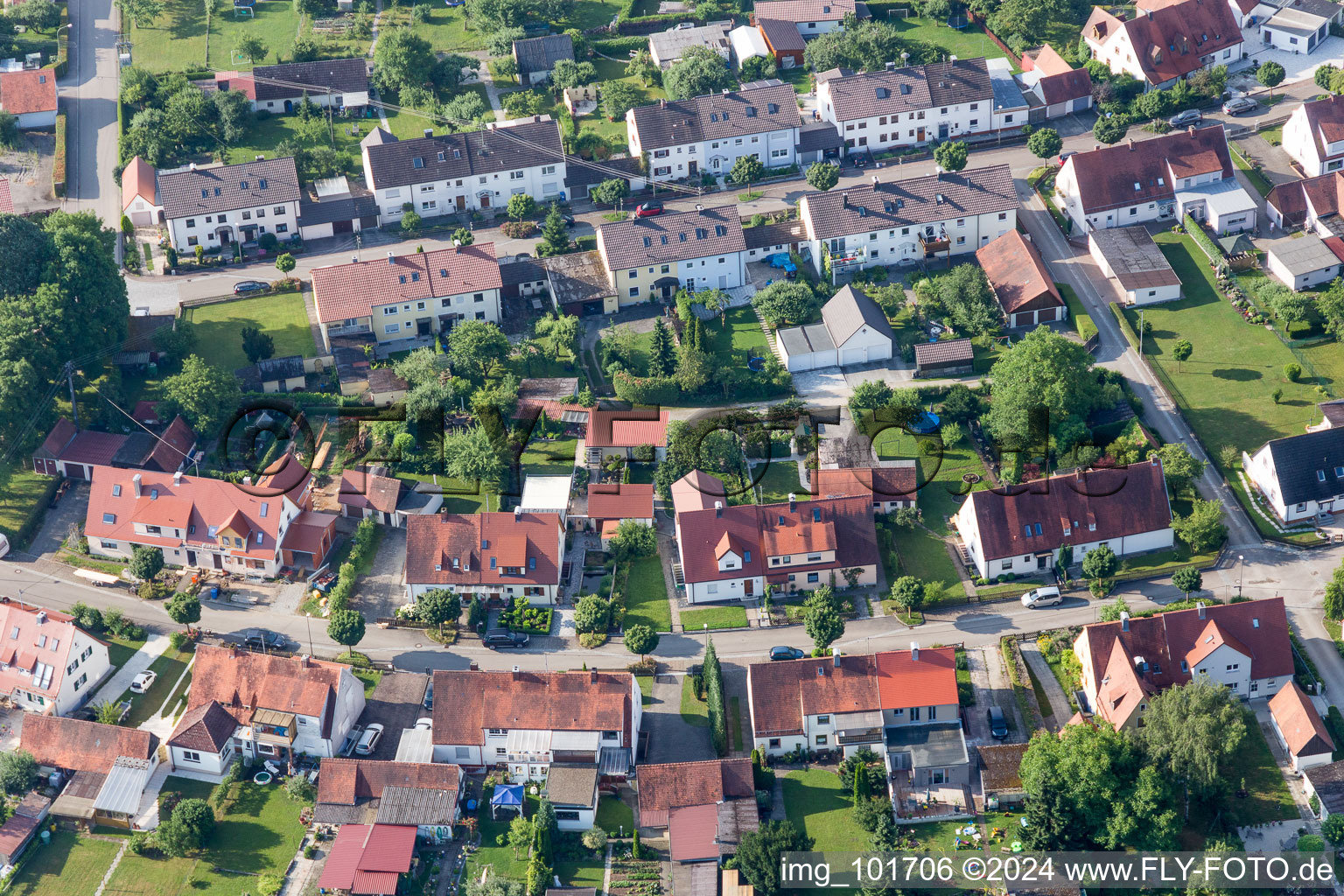 Ramberg settlement in the district Riedlingen in Donauwörth in the state Bavaria, Germany from a drone