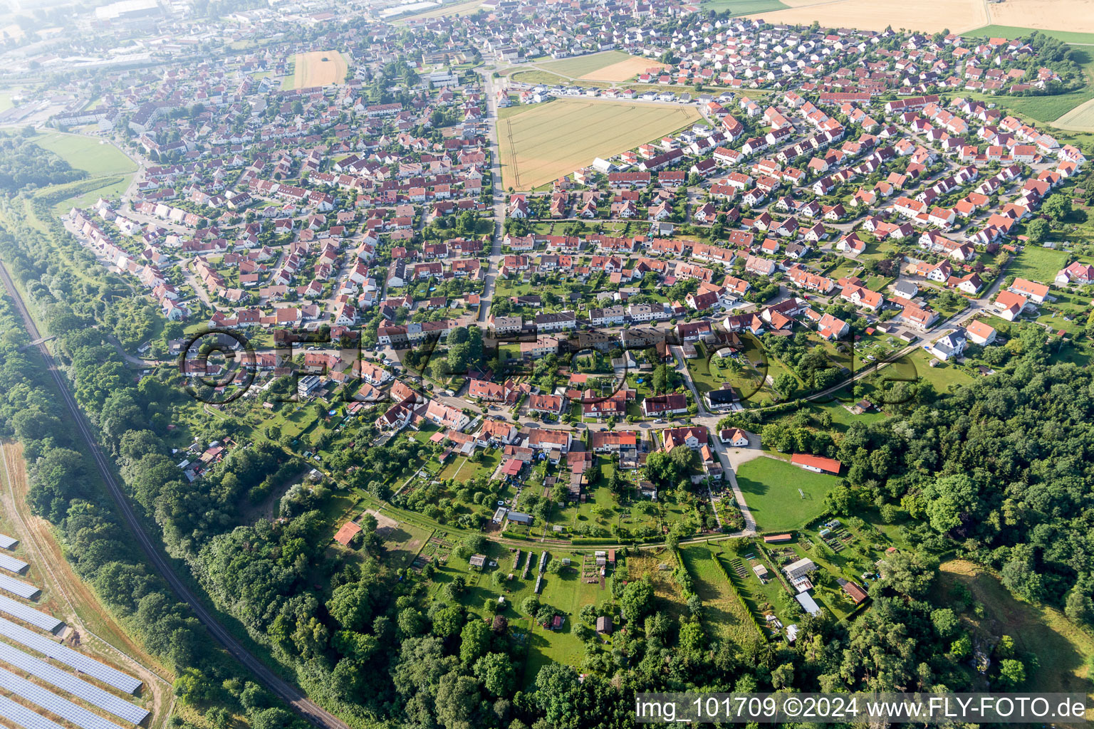 Aerial view of Ramberg settlement in the district Riedlingen in Donauwörth in the state Bavaria, Germany