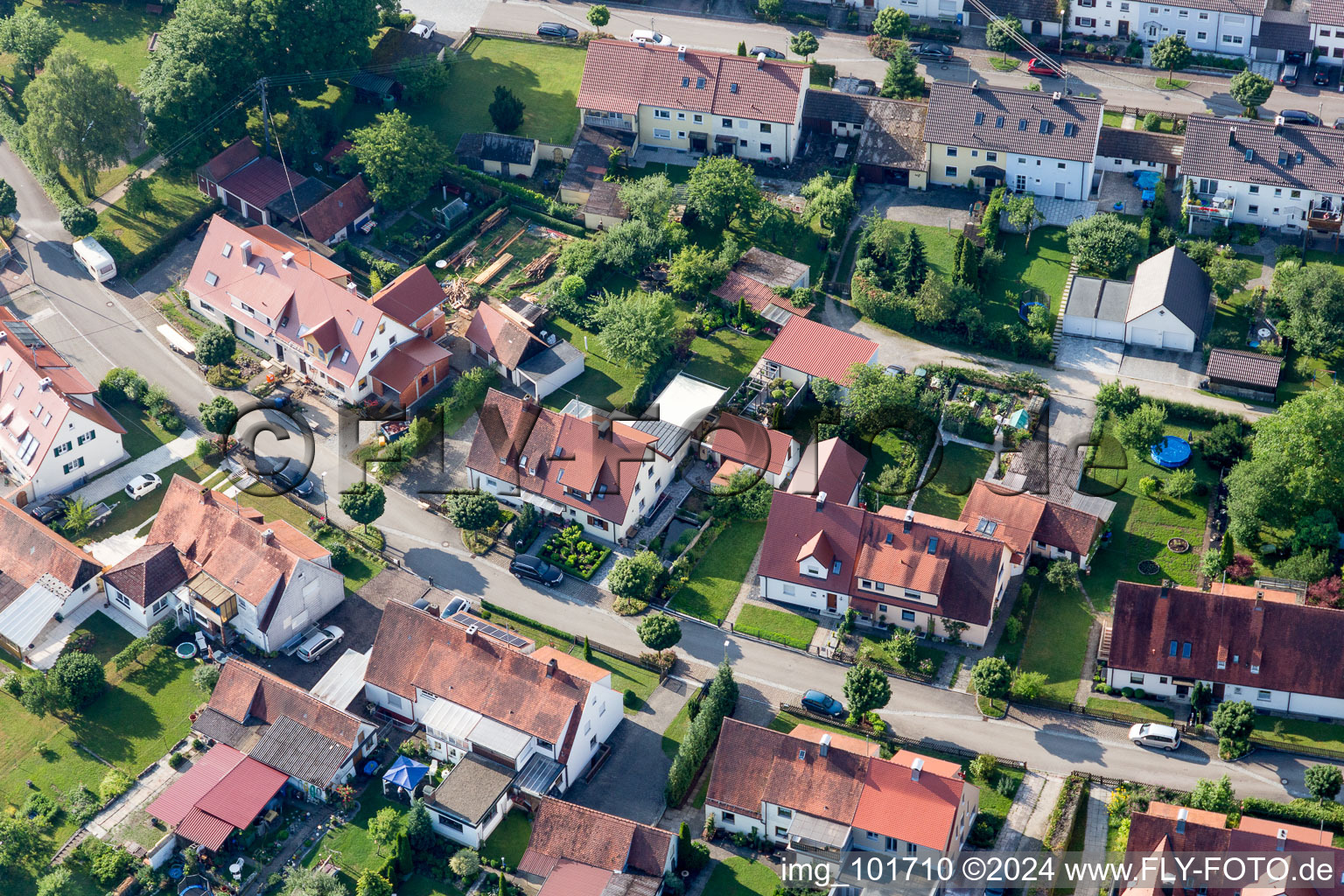 Aerial photograpy of Ramberg settlement in the district Riedlingen in Donauwörth in the state Bavaria, Germany