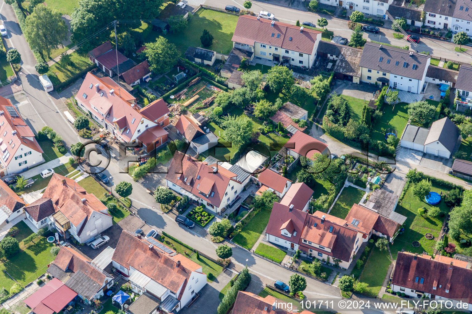 Oblique view of Ramberg settlement in the district Riedlingen in Donauwörth in the state Bavaria, Germany