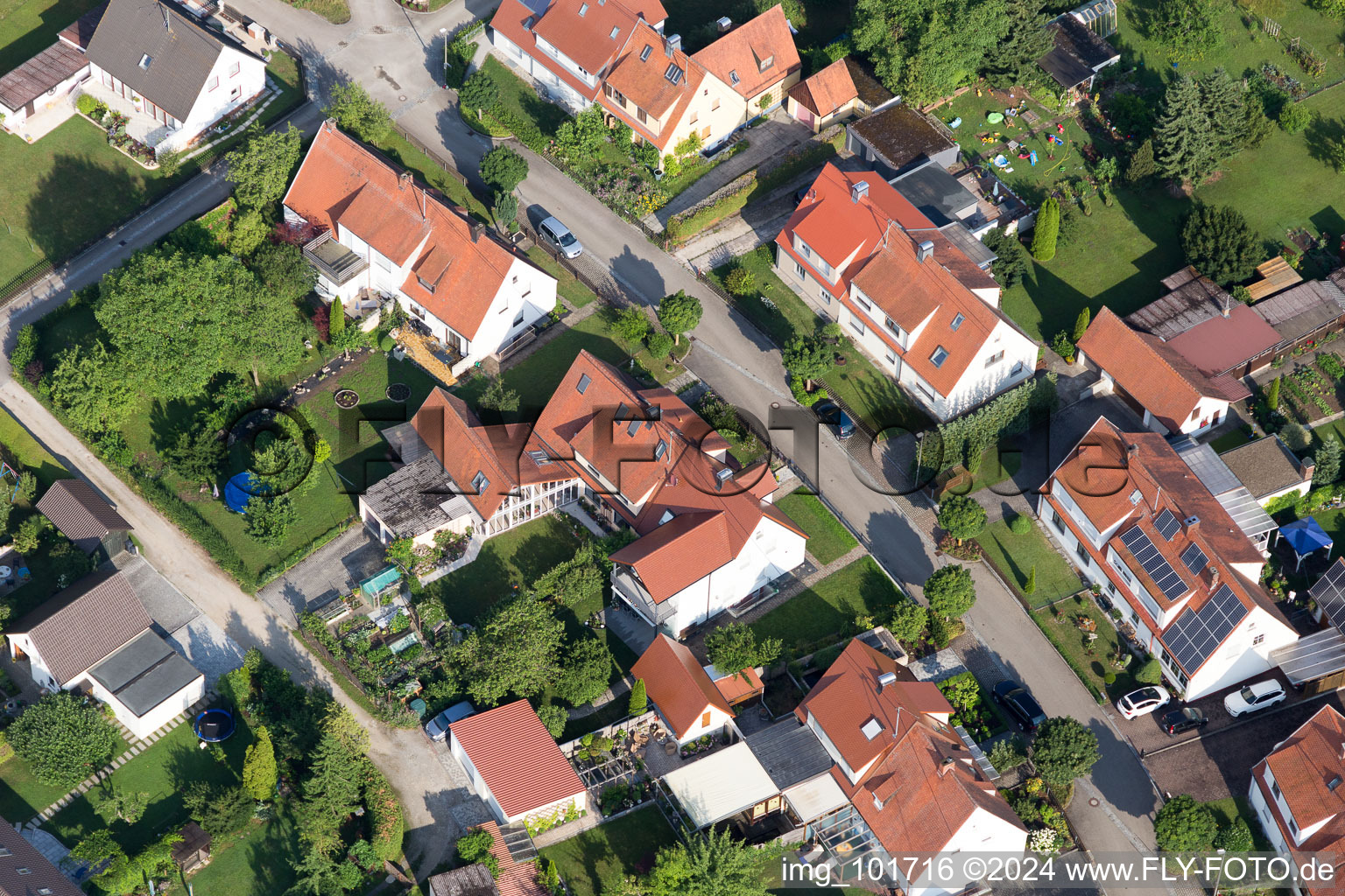 Ramberg settlement in the district Riedlingen in Donauwörth in the state Bavaria, Germany seen from above