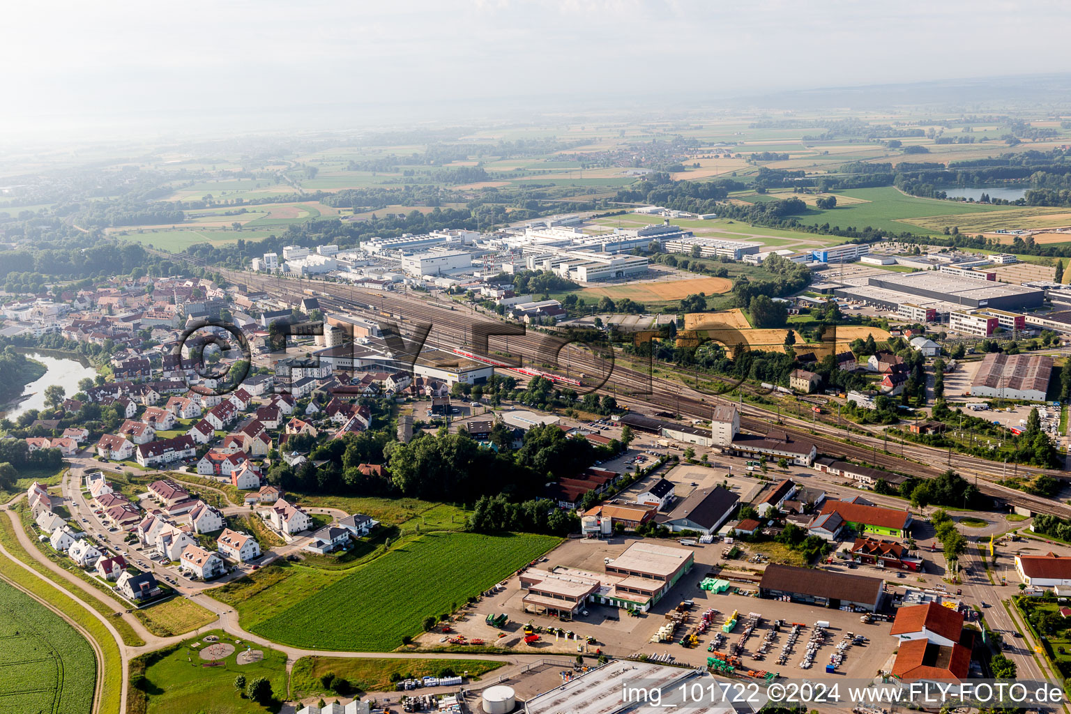 Aerial view of Donauwörth in the state Bavaria, Germany