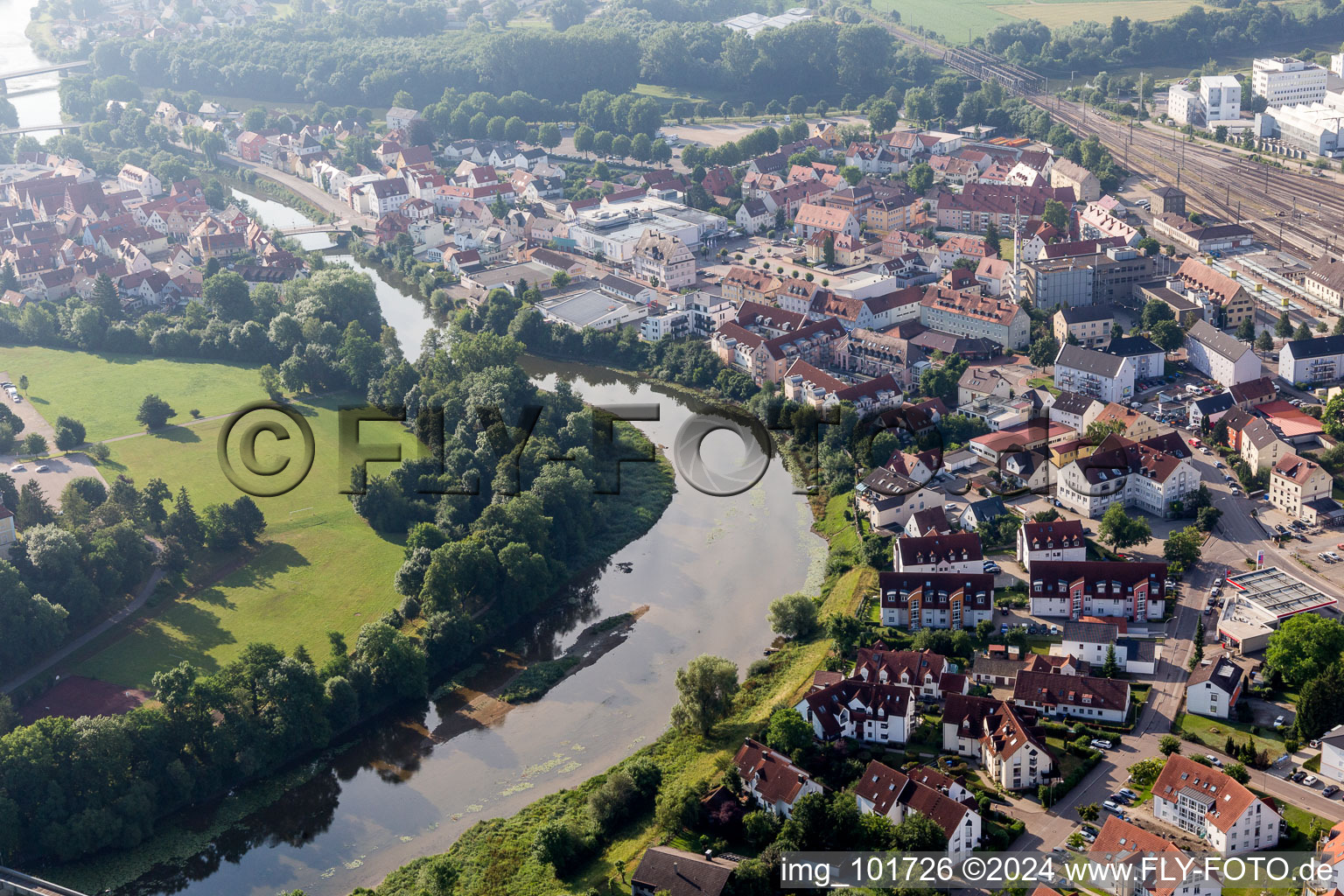 Oblique view of Donauwörth in the state Bavaria, Germany