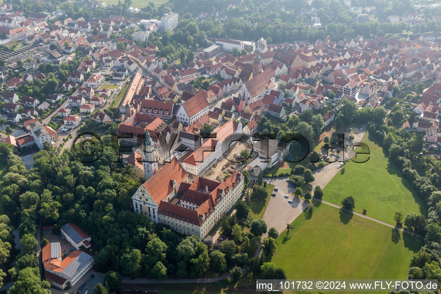 Donauwörth in the state Bavaria, Germany from above