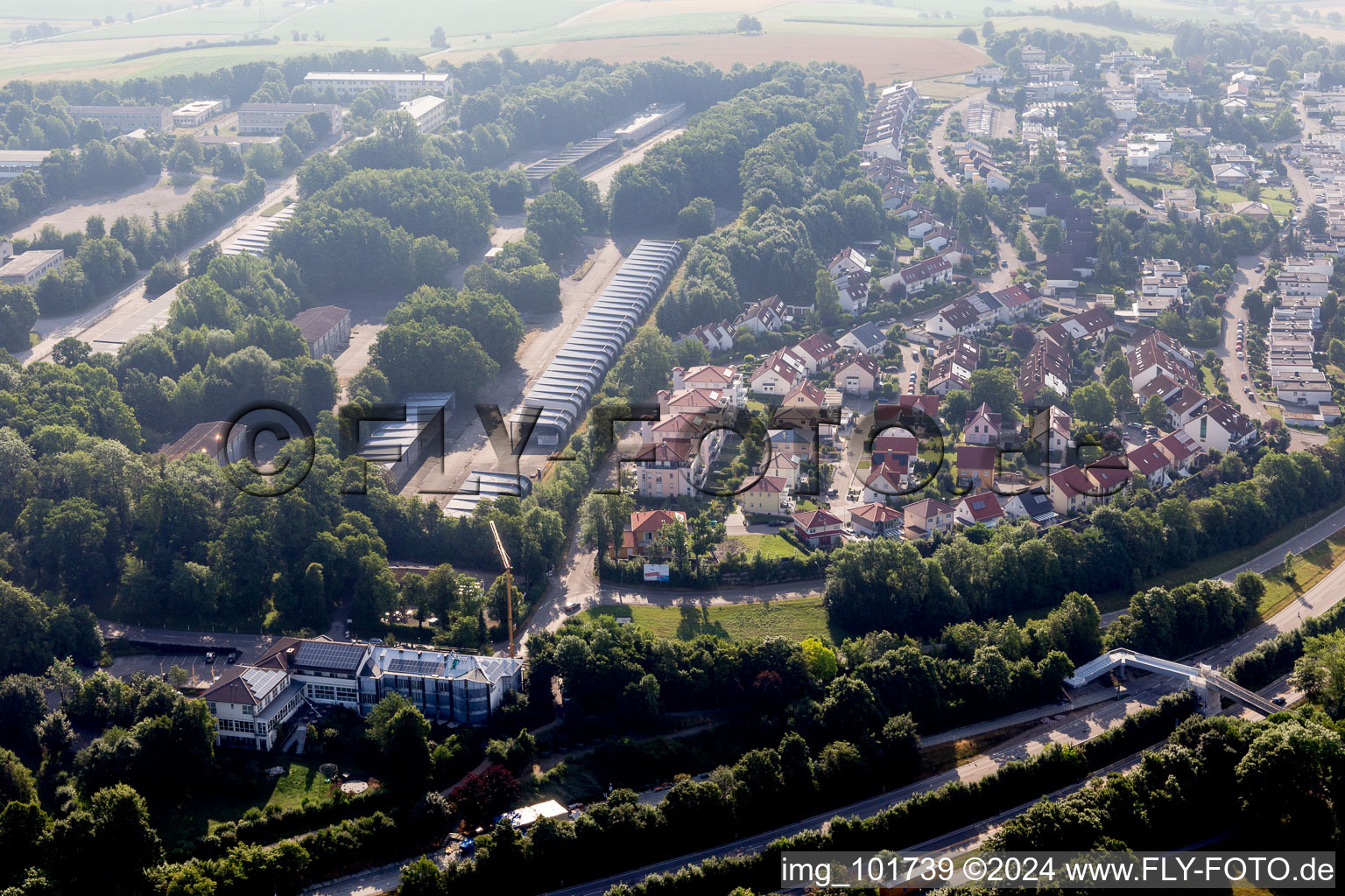 Bird's eye view of Donauwörth in the state Bavaria, Germany