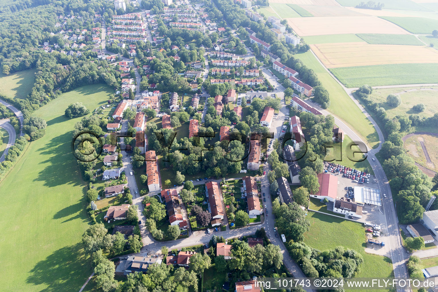 Donauwörth in the state Bavaria, Germany from the drone perspective