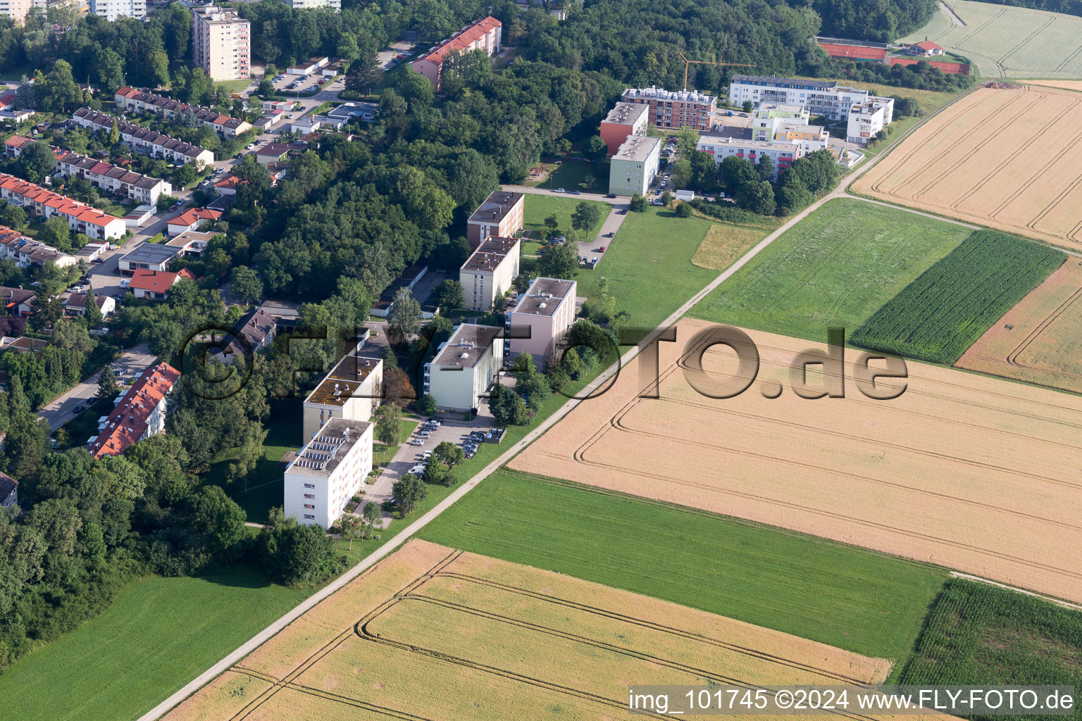 Donauwörth in the state Bavaria, Germany seen from a drone