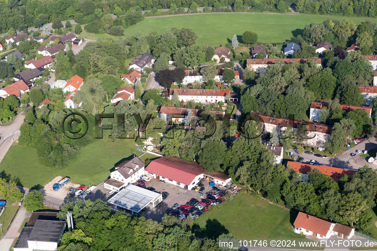 Aerial view of Donauwörth in the state Bavaria, Germany