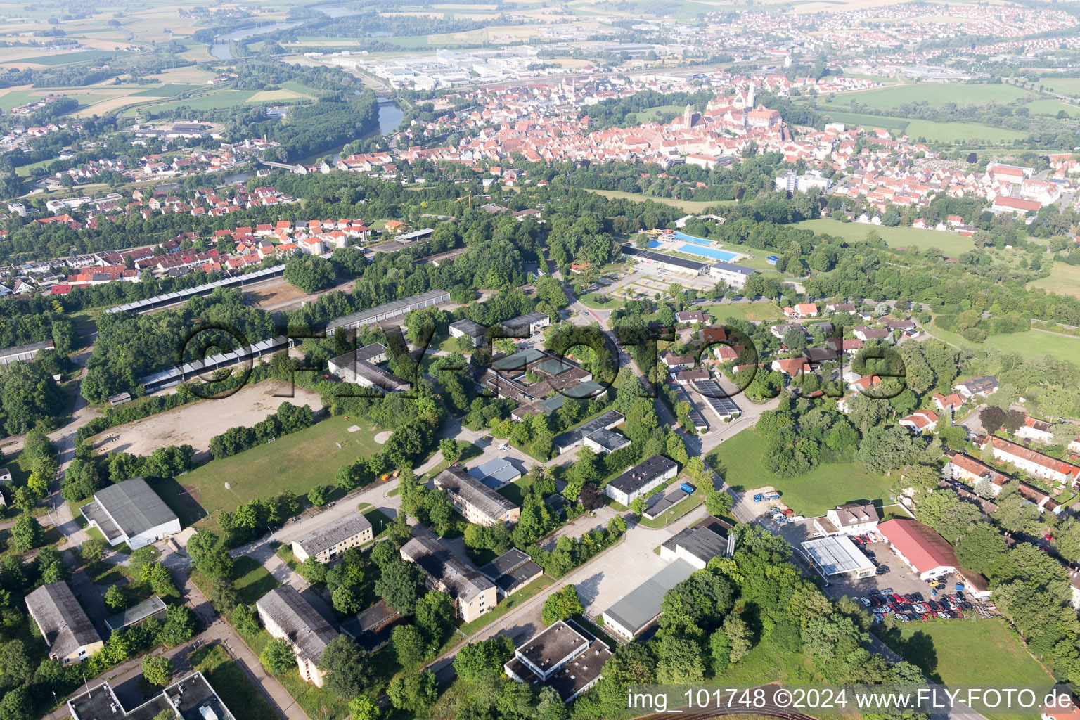 Oblique view of Donauwörth in the state Bavaria, Germany