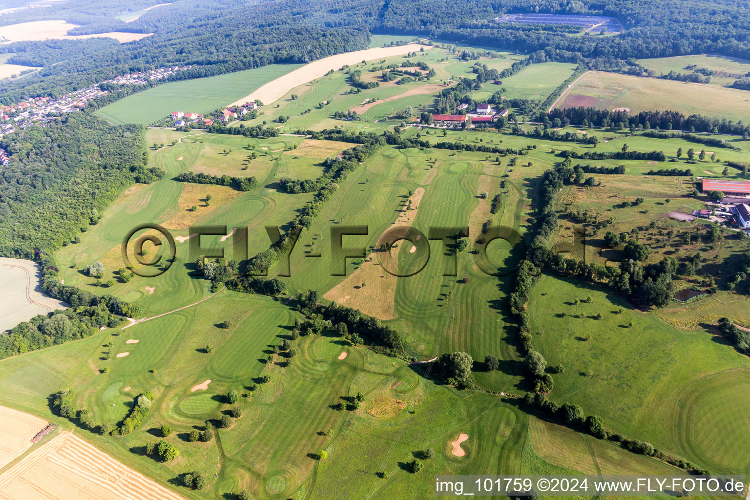 Grounds of the Golf course at of Golfclub Donauwoerth Gut Lederstatt in Donauwoerth in the state Bavaria, Germany out of the air