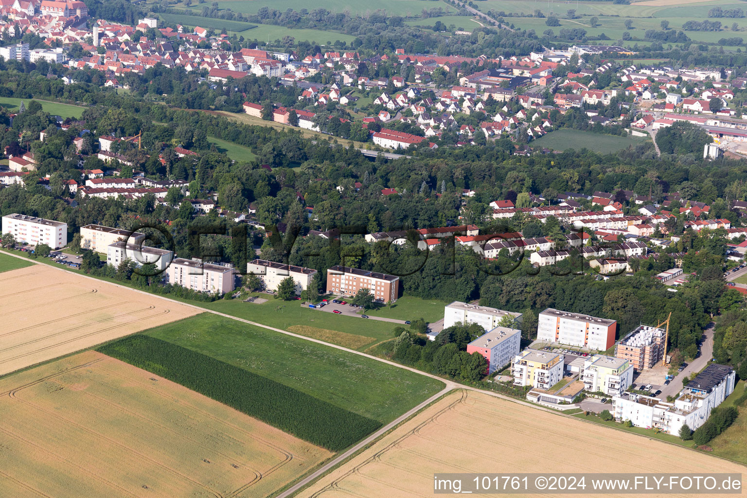 Donauwörth in the state Bavaria, Germany from the plane