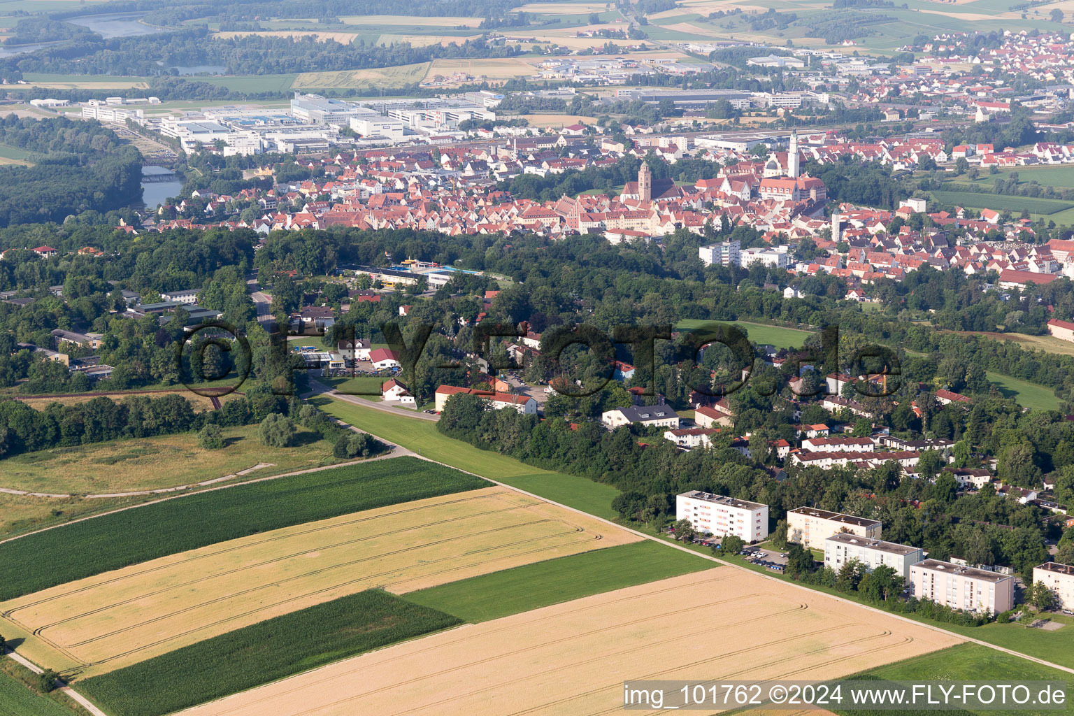 Bird's eye view of Donauwörth in the state Bavaria, Germany