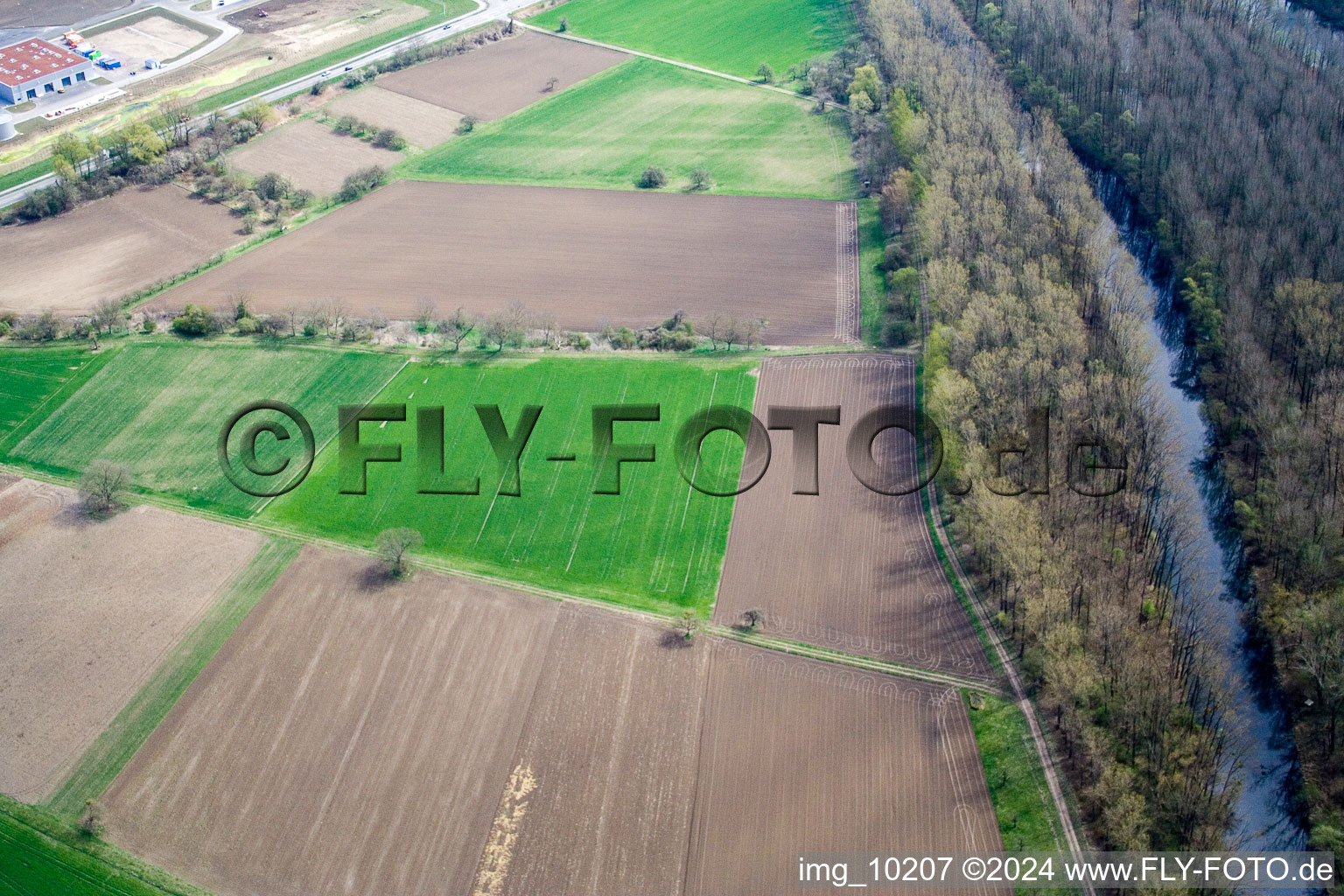 Aerial view of Wörth am Rhein in the state Rhineland-Palatinate, Germany