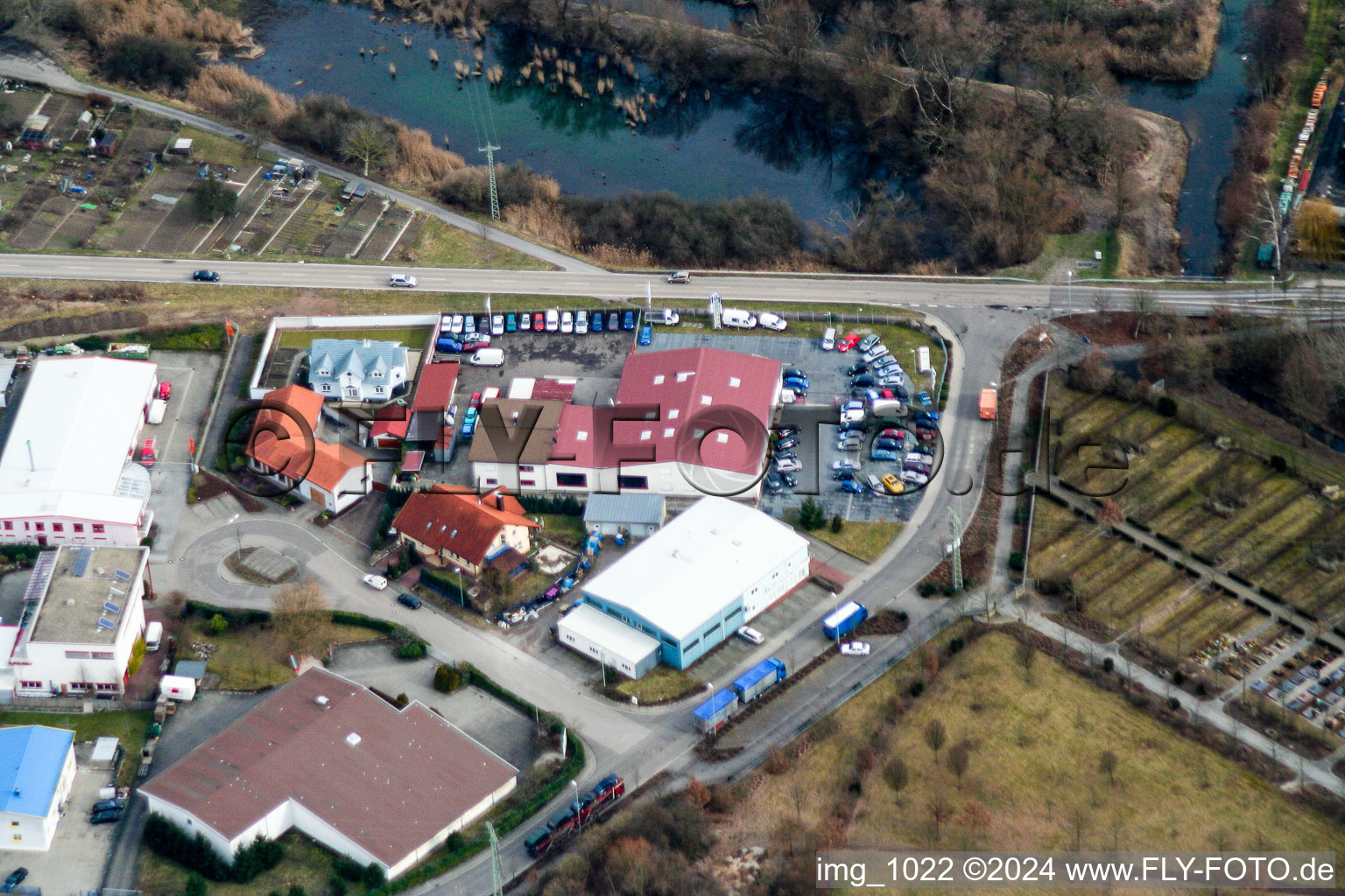 Commercial area in Wörth am Rhein in the state Rhineland-Palatinate, Germany