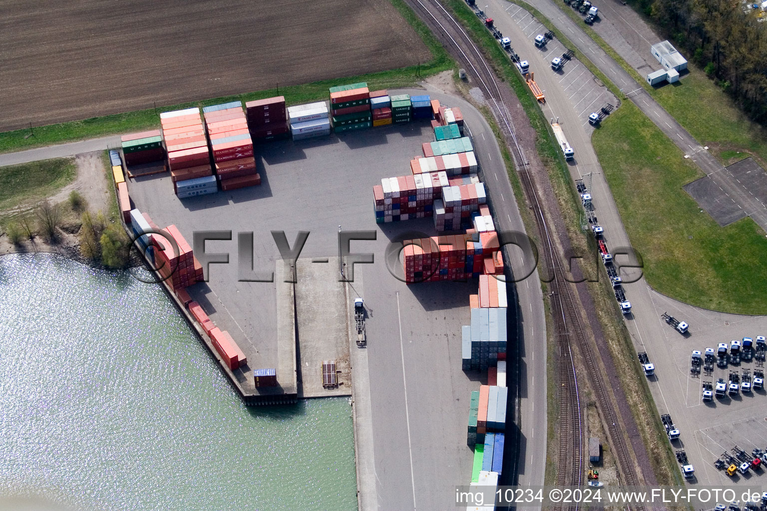 Container port in the district Maximiliansau in Wörth am Rhein in the state Rhineland-Palatinate, Germany