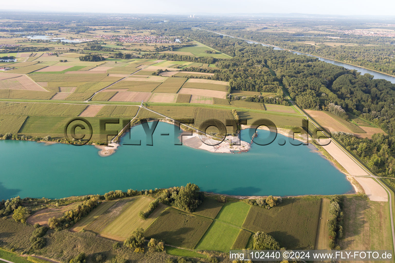 Aerial photograpy of Neupotz in the state Rhineland-Palatinate, Germany