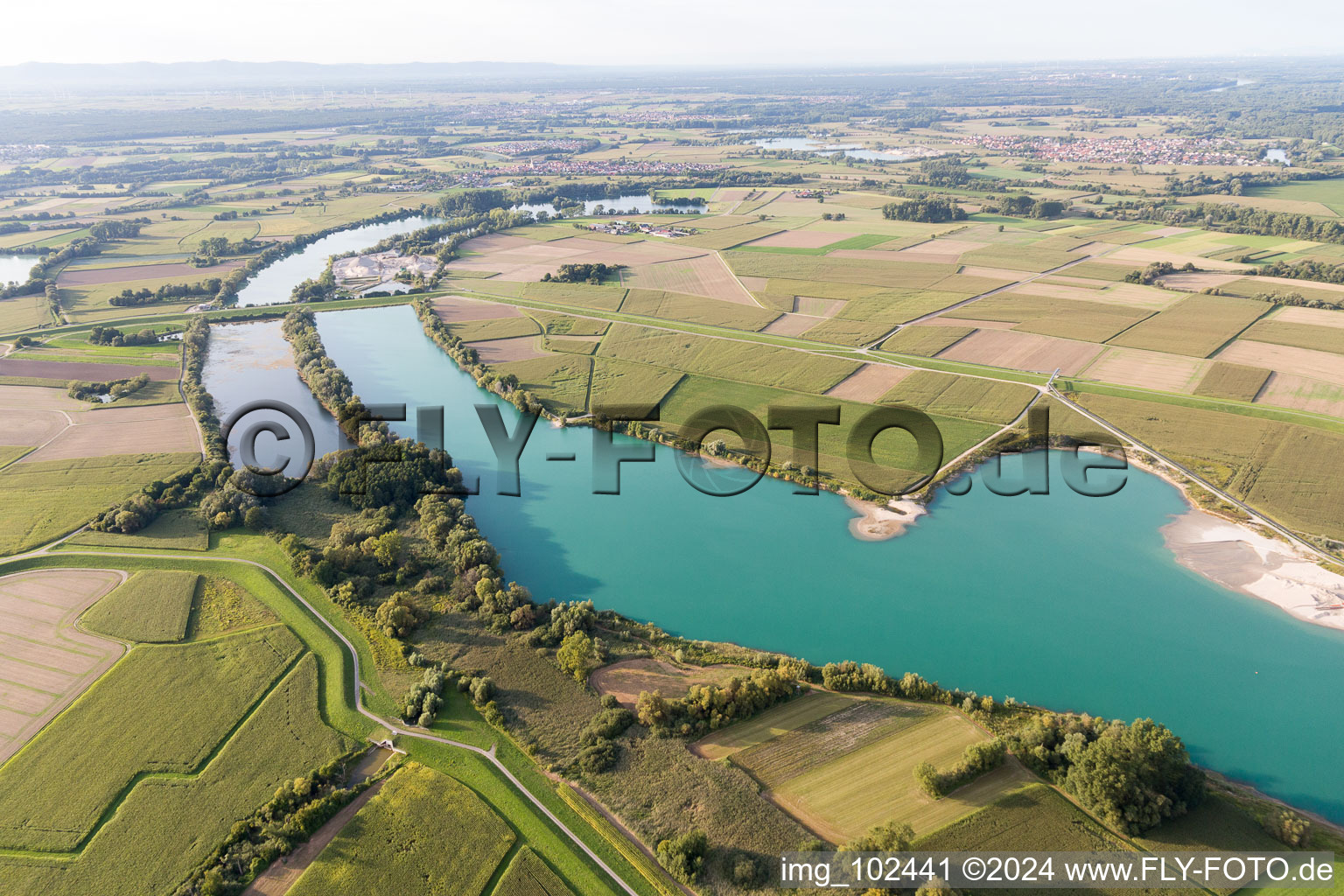 Oblique view of Neupotz in the state Rhineland-Palatinate, Germany