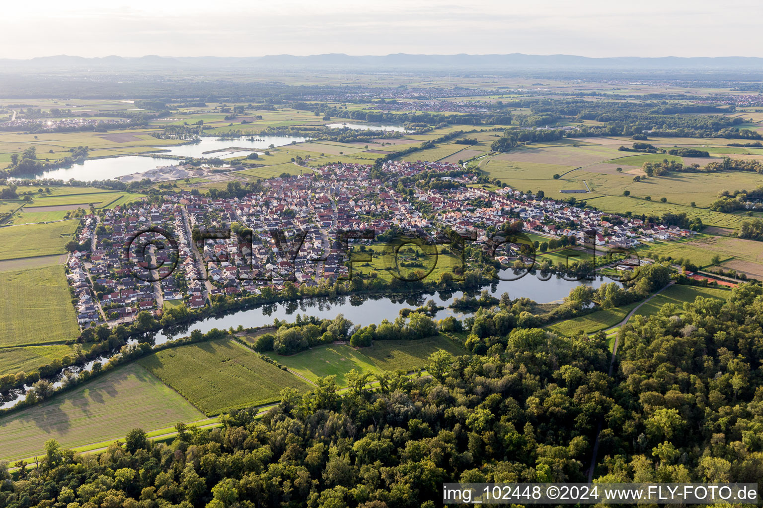 Leimersheim in the state Rhineland-Palatinate, Germany from the plane