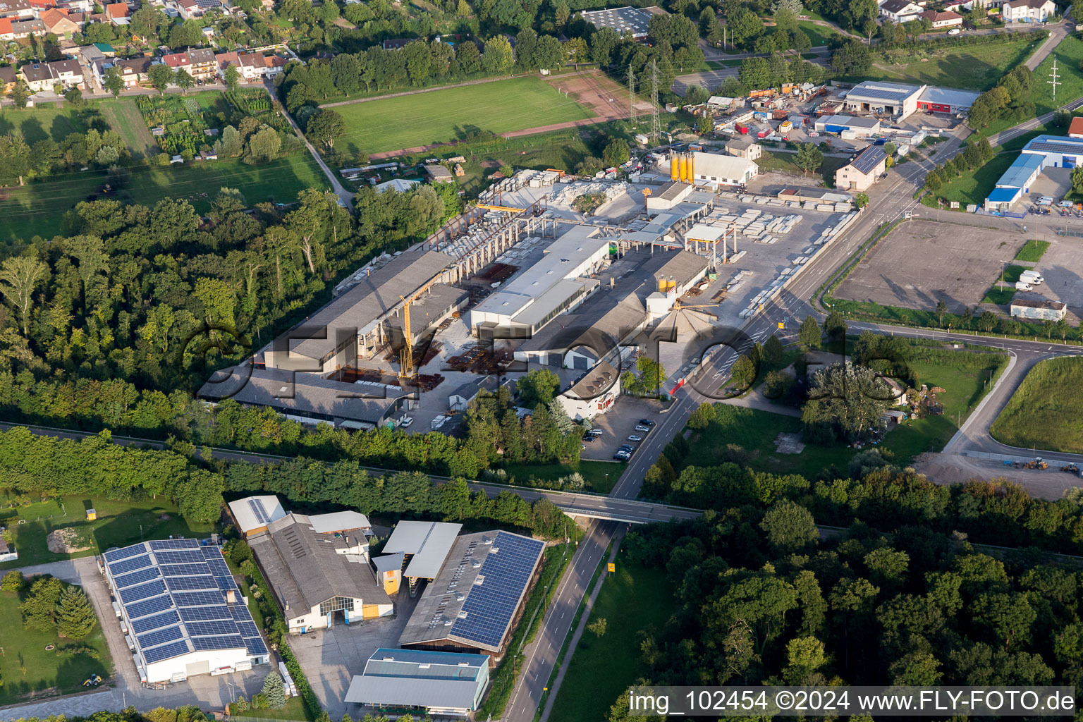 Aerial photograpy of District Huttenheim in Philippsburg in the state Baden-Wuerttemberg, Germany