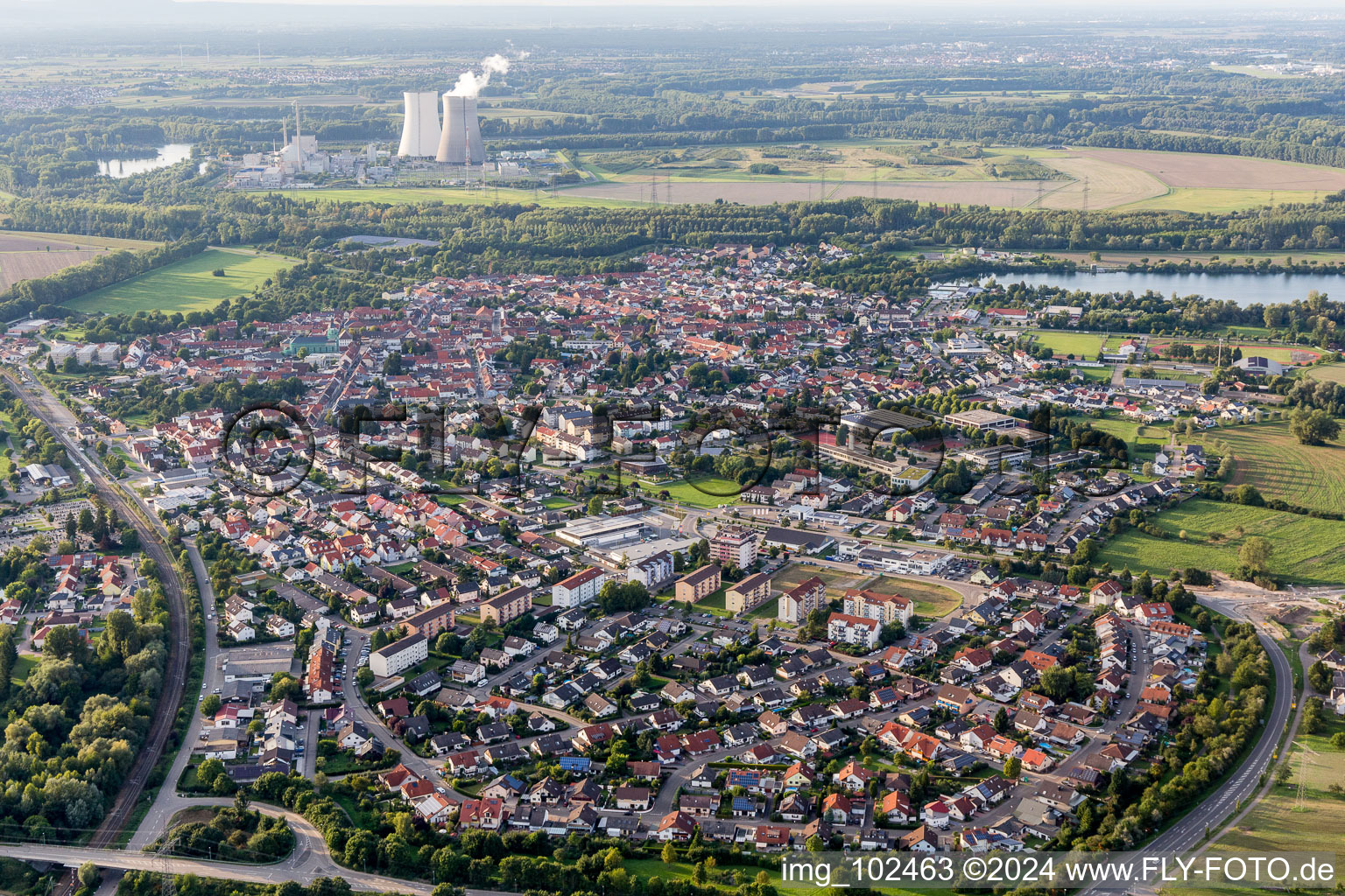 Drone image of Philippsburg in the state Baden-Wuerttemberg, Germany