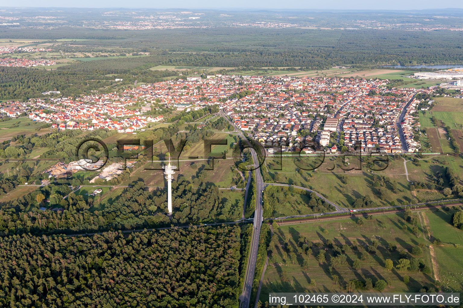 Philippsburg in the state Baden-Wuerttemberg, Germany from the drone perspective