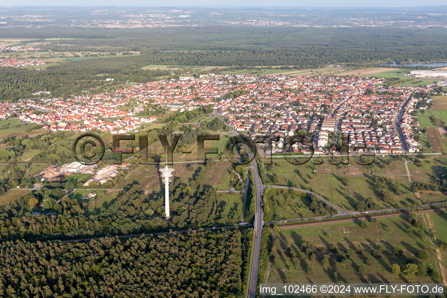 Philippsburg in the state Baden-Wuerttemberg, Germany from a drone