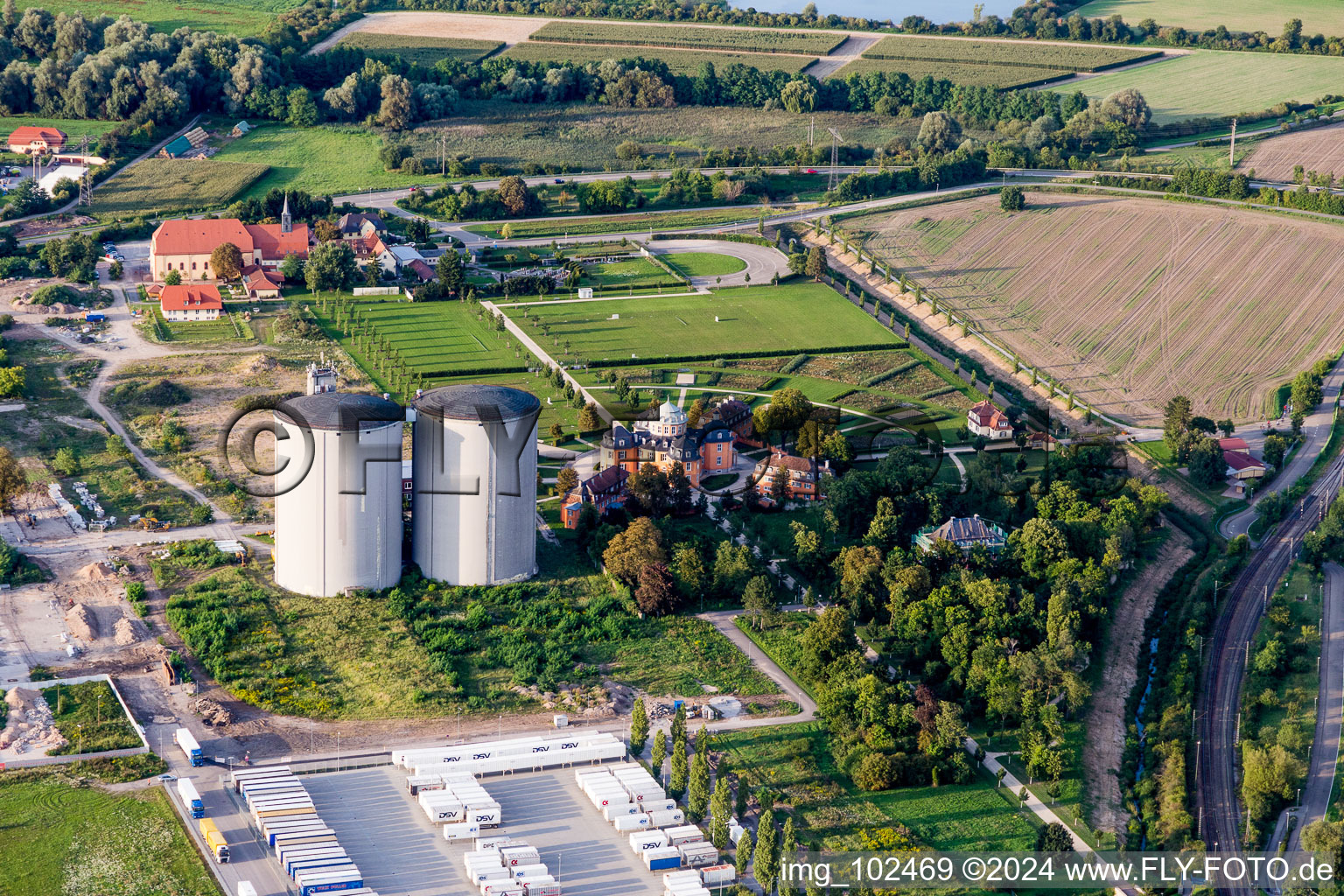 Waghäusel in the state Baden-Wuerttemberg, Germany from the plane