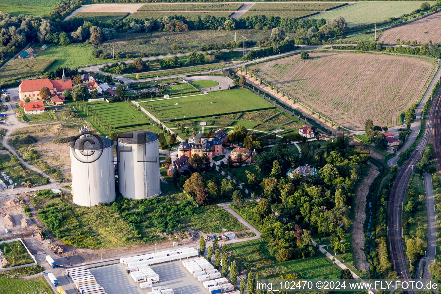 Bird's eye view of Waghäusel in the state Baden-Wuerttemberg, Germany