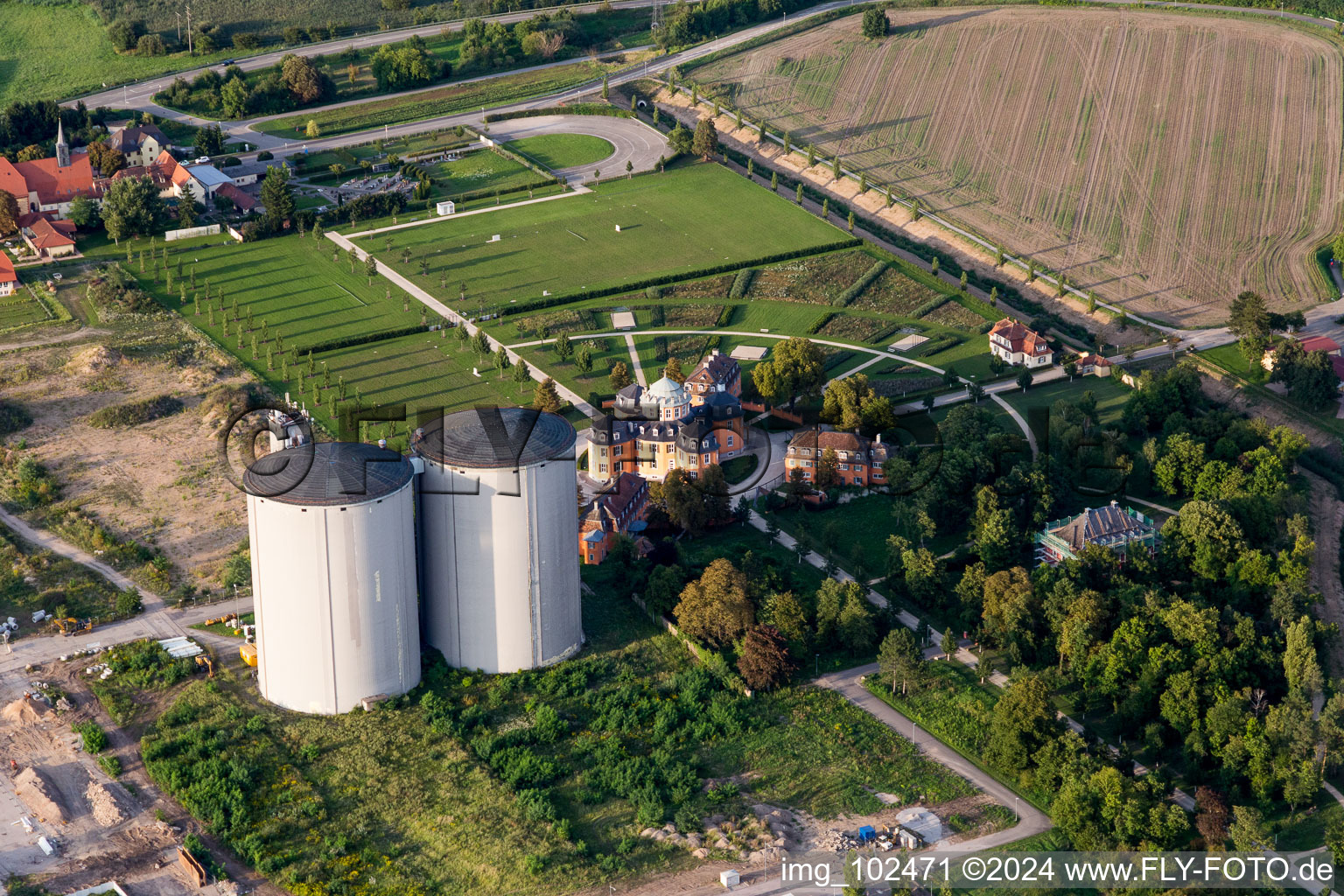 Waghäusel in the state Baden-Wuerttemberg, Germany viewn from the air