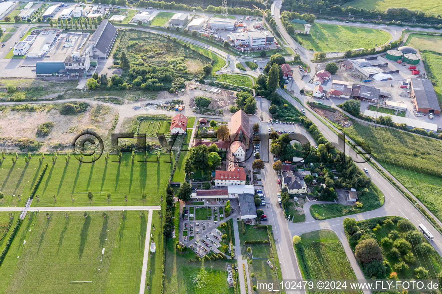 Oblique view of Waghäusel in the state Baden-Wuerttemberg, Germany