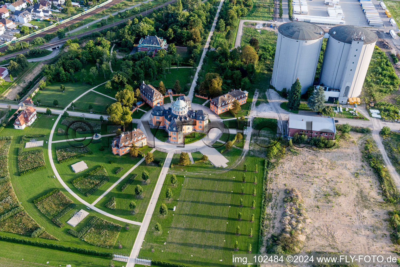 Bird's eye view of Waghäusel in the state Baden-Wuerttemberg, Germany