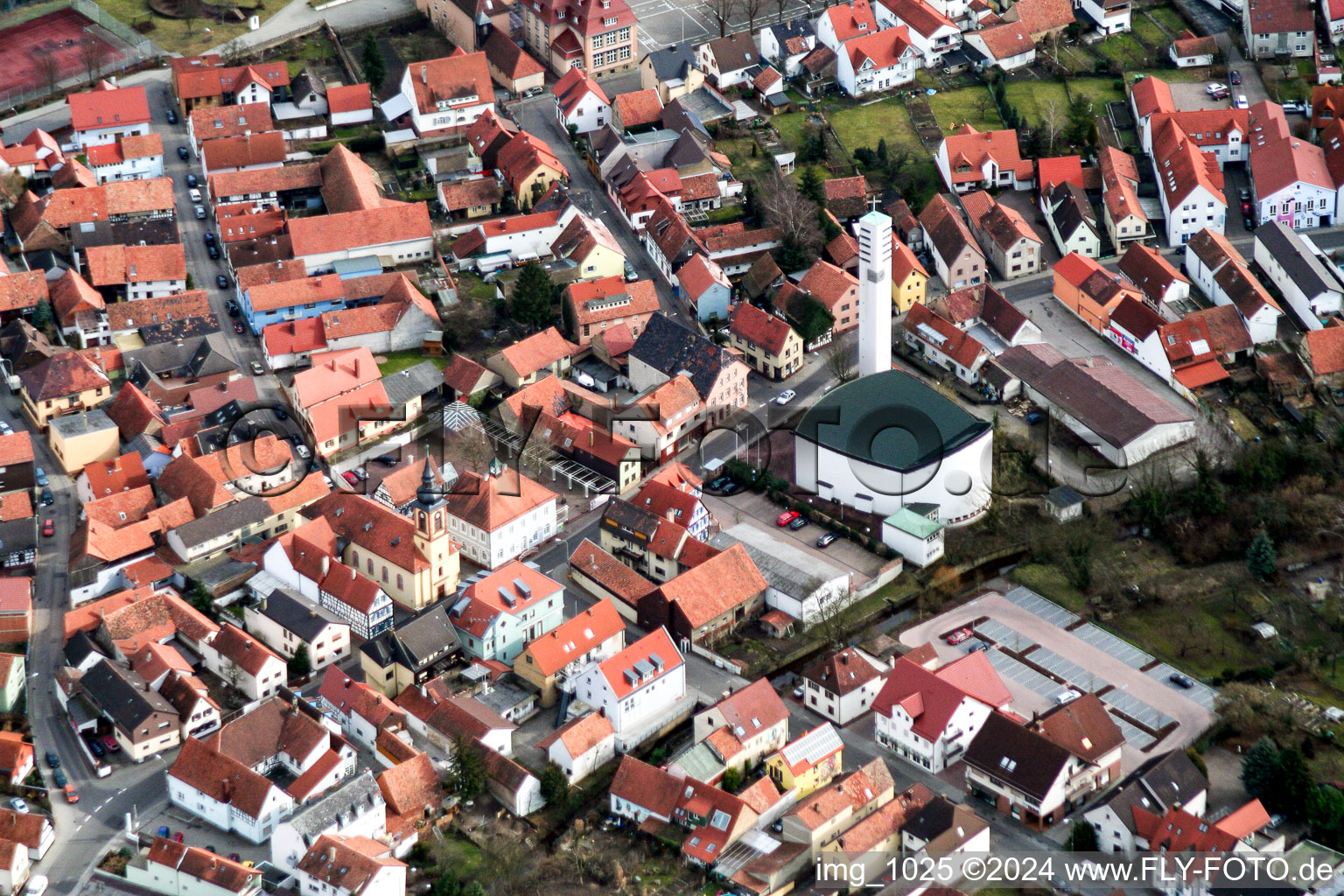 Wörth am Rhein in the state Rhineland-Palatinate, Germany from above