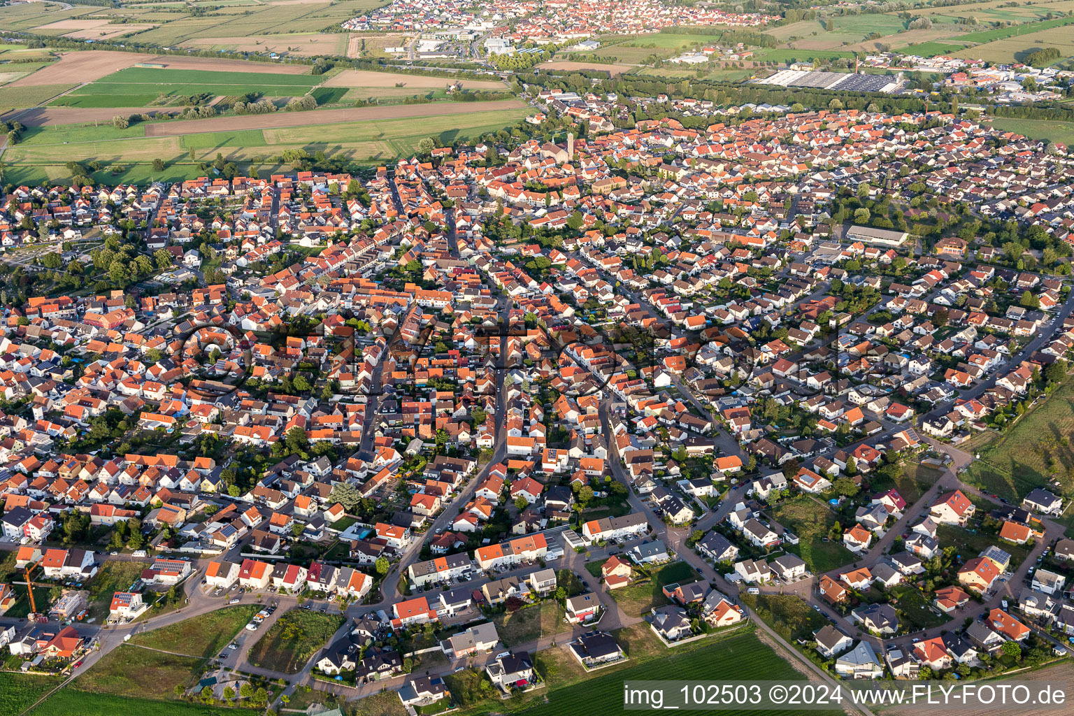 Aerial view of District Sankt Leon in St. Leon-Rot in the state Baden-Wuerttemberg, Germany