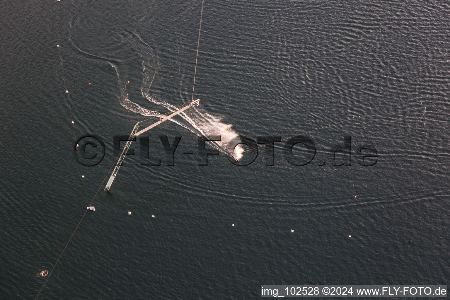 Leisure center of water skiing - racetrack in Sankt Leon-Rot in the state Baden-Wurttemberg, Germany out of the air