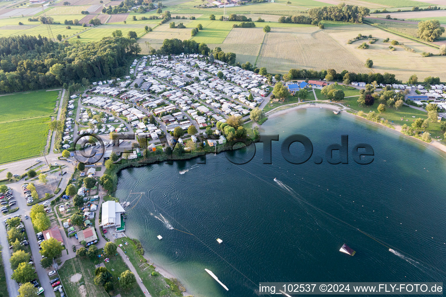 St. Leoner See, water ski facility in the district Sankt Leon in St. Leon-Rot in the state Baden-Wuerttemberg, Germany out of the air