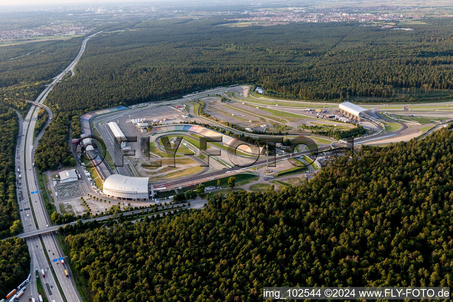 Oblique view of Hockenheim in the state Baden-Wuerttemberg, Germany