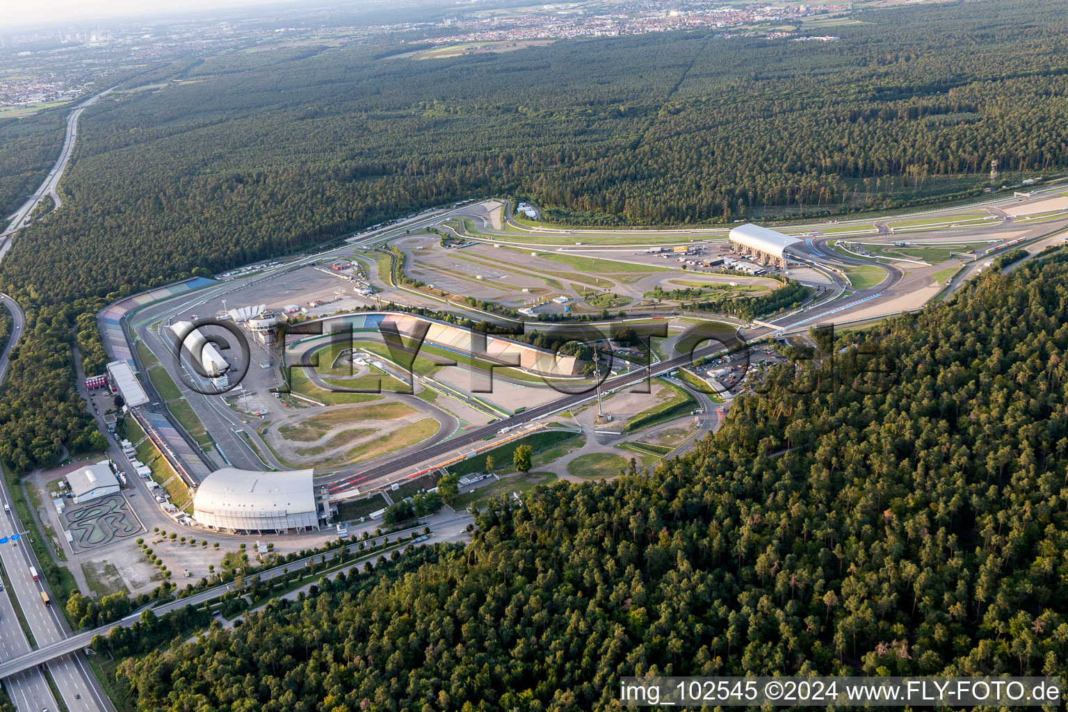 Hockenheim in the state Baden-Wuerttemberg, Germany from above