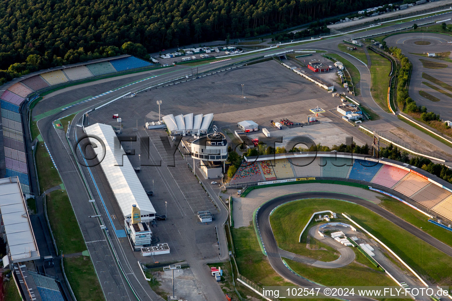 Hockenheim in the state Baden-Wuerttemberg, Germany seen from above