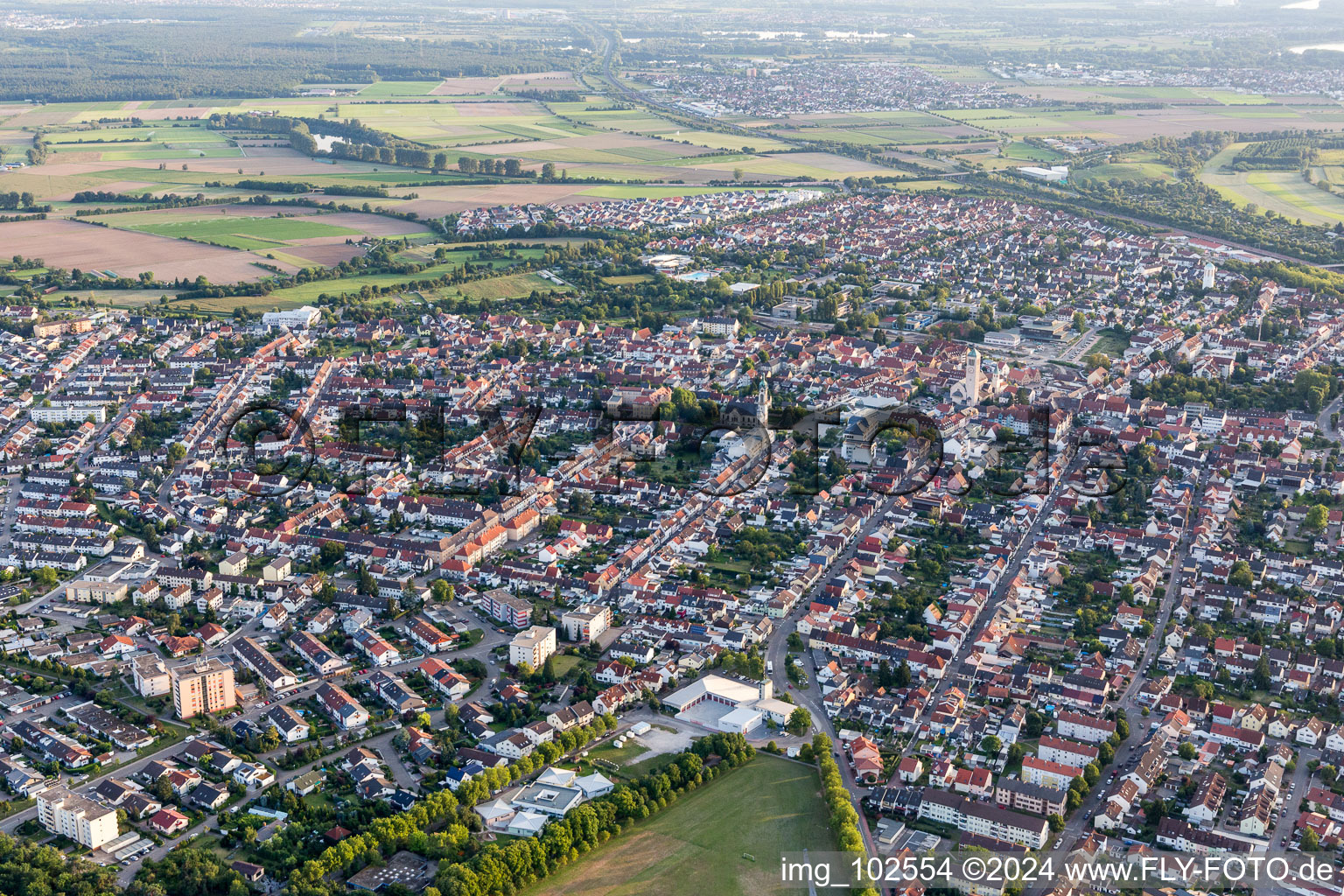 Hockenheim in the state Baden-Wuerttemberg, Germany from a drone