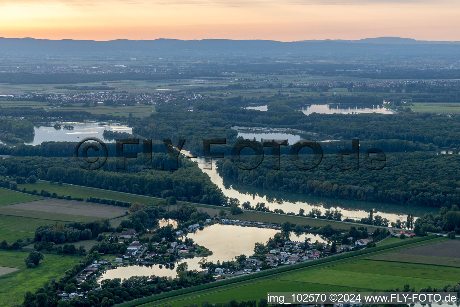 Aerial view of Ketsch in the state Baden-Wuerttemberg, Germany