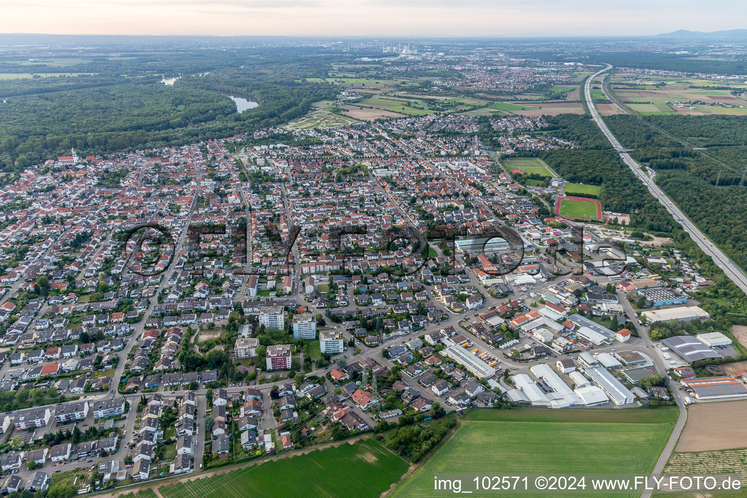 Aerial photograpy of Ketsch in the state Baden-Wuerttemberg, Germany