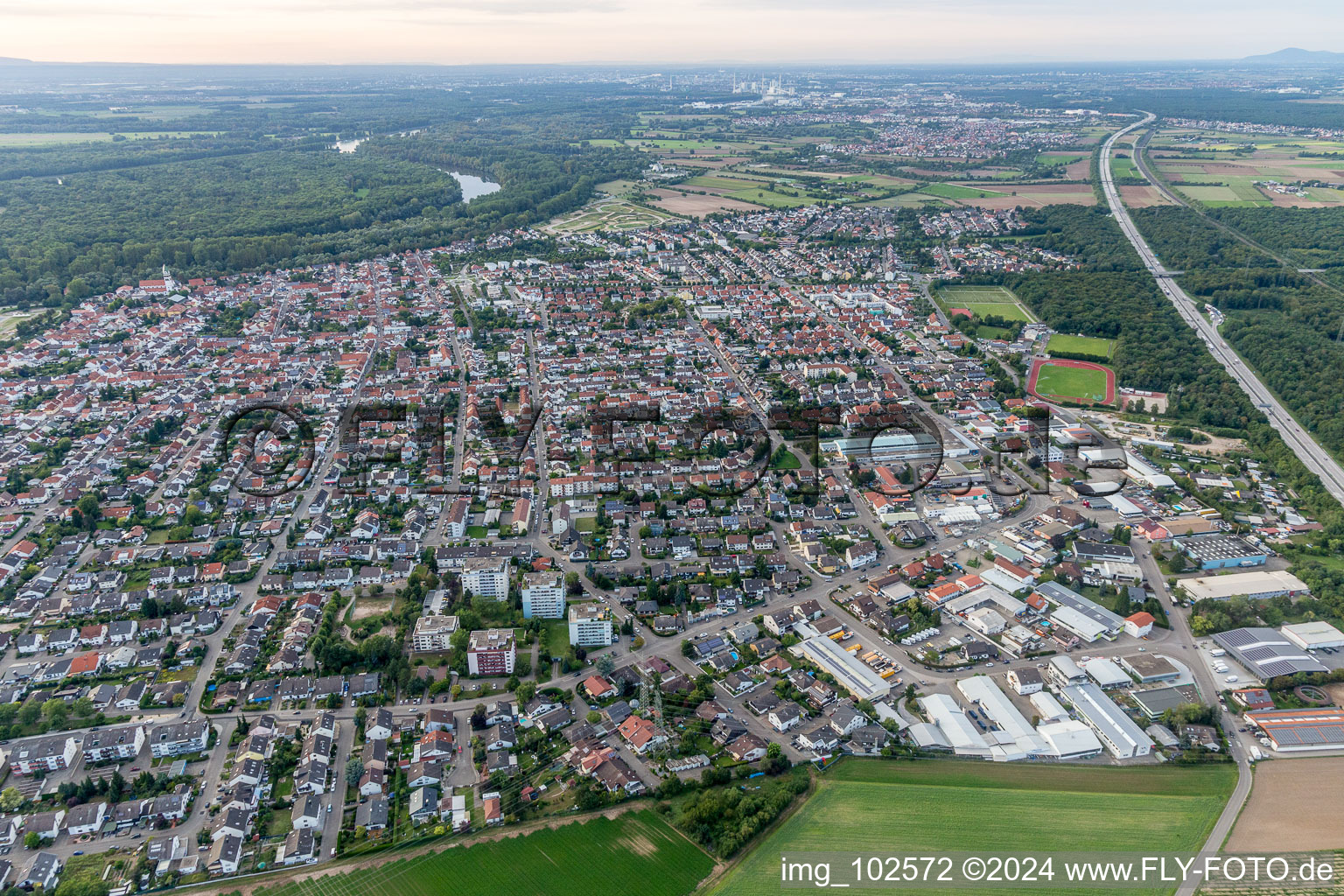 Oblique view of Ketsch in the state Baden-Wuerttemberg, Germany