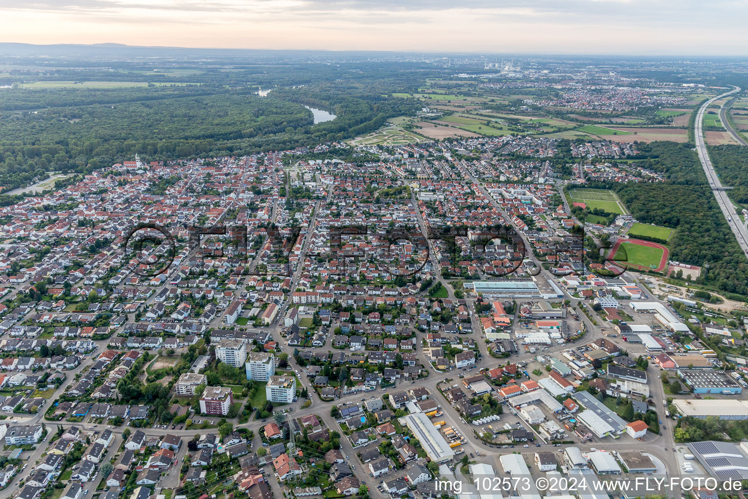 Ketsch in the state Baden-Wuerttemberg, Germany from above