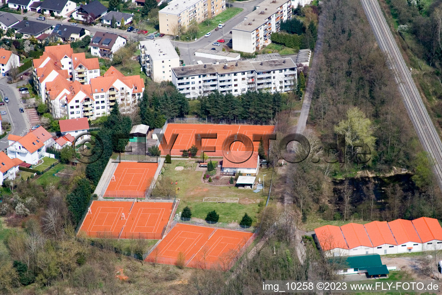 Jockgrim in the state Rhineland-Palatinate, Germany from a drone