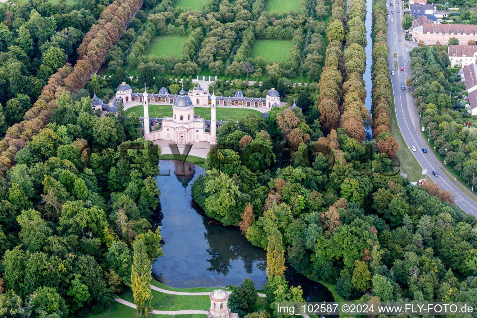 Schwetzingen in the state Baden-Wuerttemberg, Germany from the plane